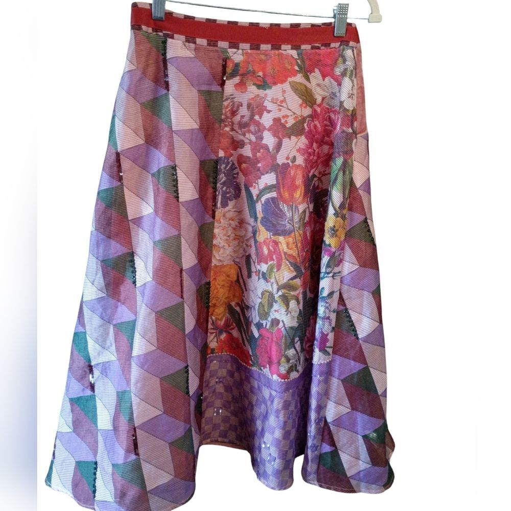 Anthropologie Rampling Embroidered Midi Skirt Pankaj & Nidhi A Line Size 4 Boho - Picture 5 of 6